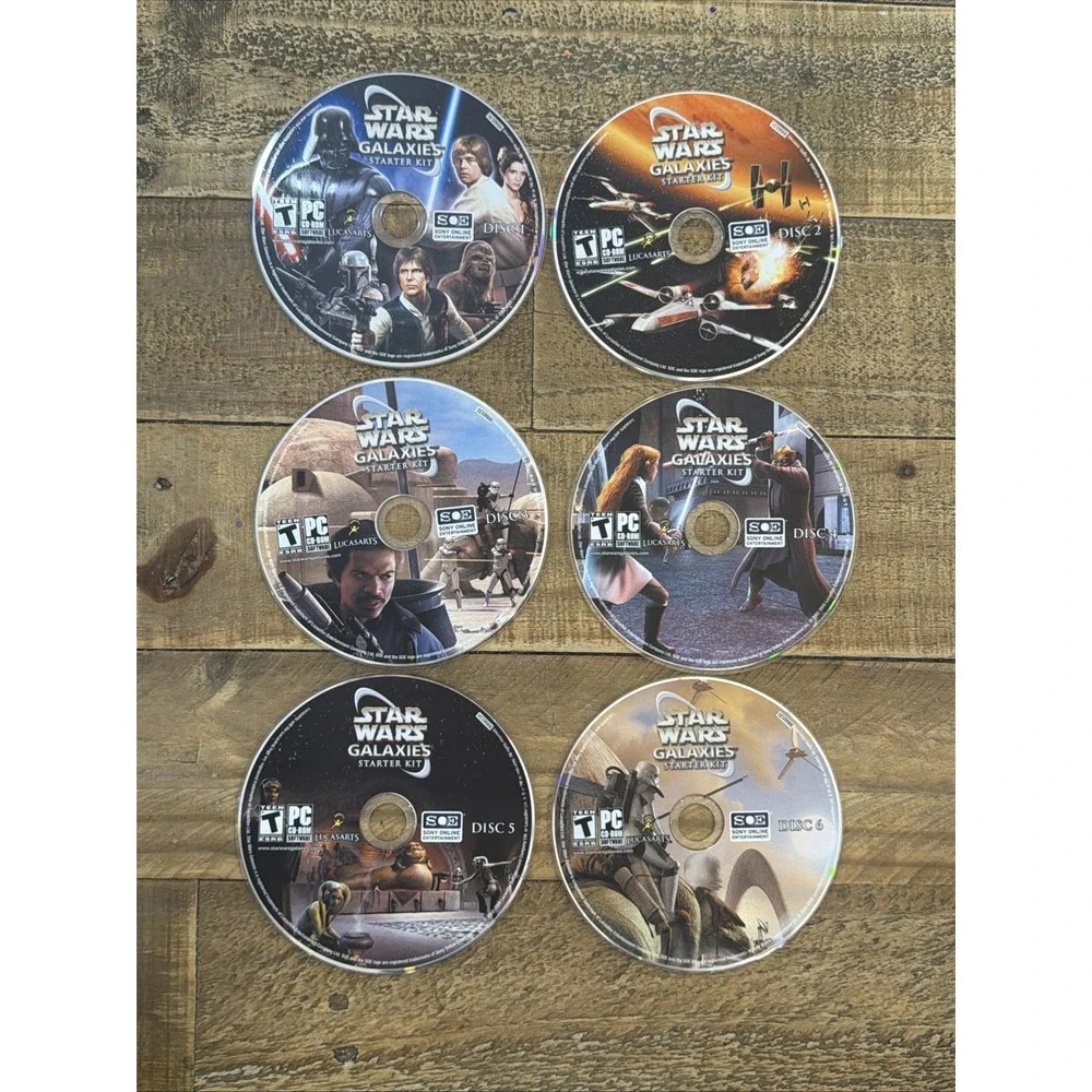 Star Wars Galaxies: Starter Kit (PC, 2005) With All 6 Discs and Manual Inserts